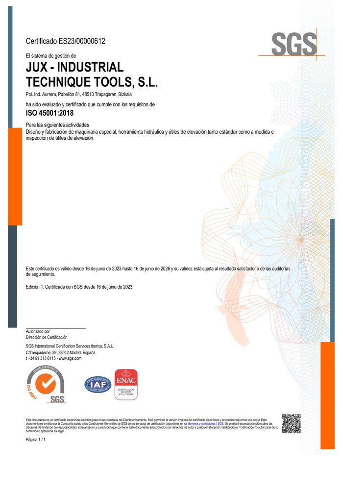 Certificado ISO 45001:2018 completo
