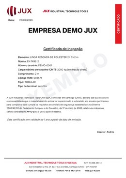 Miniatura do certificado de inspeção da ficha de exemplo